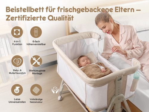 Baby beistellbett 1 mit - beistellbett, 4-in-1